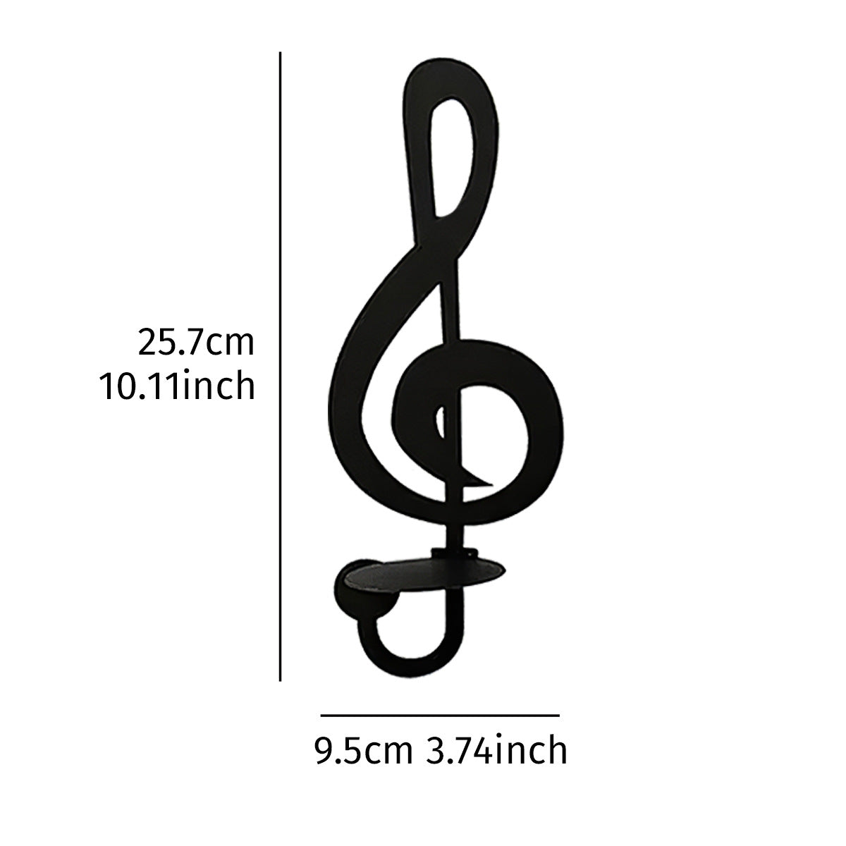 Music Note Wall Candle Holder – Black Metal Musical Symbol Candle Sconce