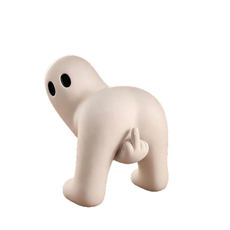 Funny Middle‑Finger Ghost Figurine, Spooky Halloween Tabletop Resin Decor