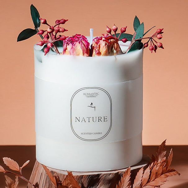 Botanical Scented Candle – Dried Flower Decorative Candle for Home & Gifts