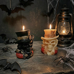 Halloween Skull Scented Candle, Gothic Top Hat Skeleton Candle for Halloween Decor