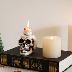 Halloween Skull Candle Holder, Resin Skull Tealight Candlestick Table Decor