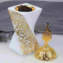 Elegant Resin Incense Burner with Metal Lid