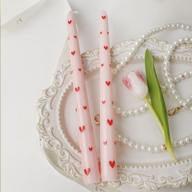 White-Black Heart Smokeless Pillar Candles