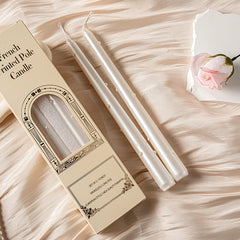 European Romantic White Pearl Smokeless Pillar Candles