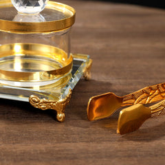 Crystal Glass Incense Burner with Gold Accents