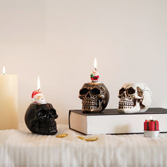 Halloween Skull Candle Holder, Resin Skull Tealight Candlestick Table Decor