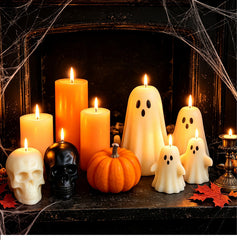 Gothic Halloween Candles, Ghost, Skull, Rose Cross & Pumpkin Scented Candles