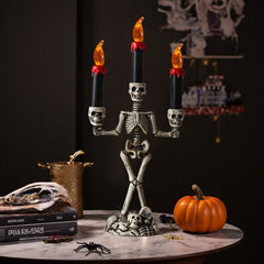 Halloween Skeleton Candle Holder – 3-Light Flameless LED Table Decor