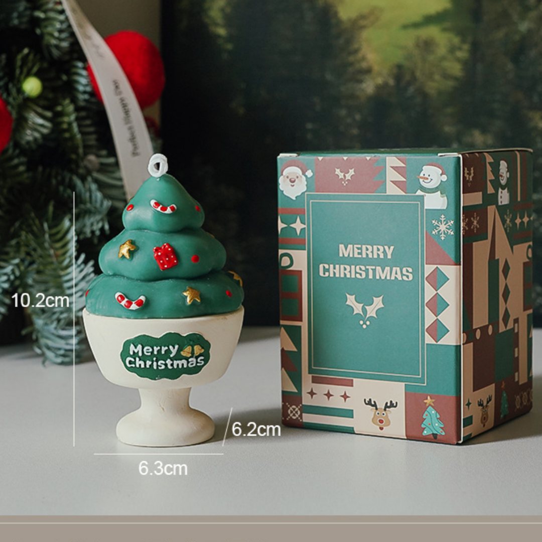 Christmas Candle Holder Set – Santa, Snowman & Christmas Tree Scented Candles