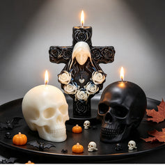 Gothic Halloween Candles, Ghost, Skull, Rose Cross & Pumpkin Scented Candles