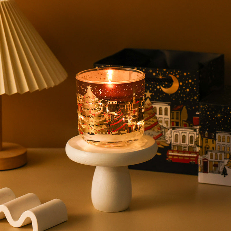 London Christmas Scented Candle, Glass Decor Candle, Xmas Gift