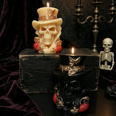 Halloween Skull Scented Candle, Gothic Top Hat Skeleton Candle for Halloween Decor