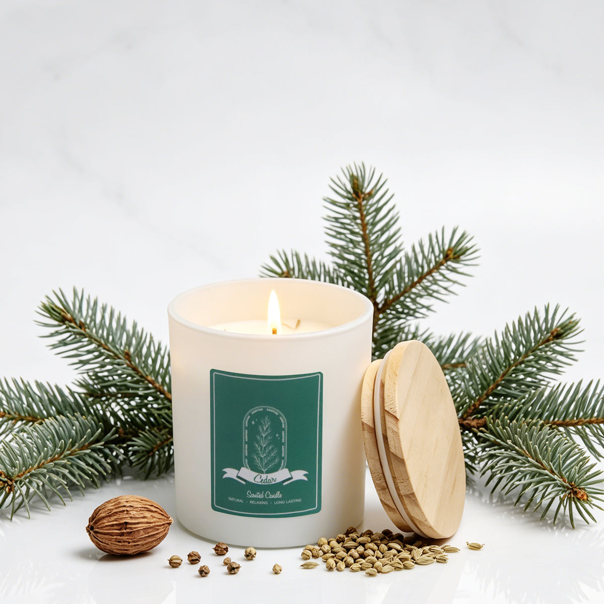 Lavender Scented Soy Candle with Crystals, 10 oz Aromatherapy Candle for Women, Home Decor Gift