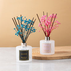 Sandalwood Rose Reed Diffuser, Scented Home Fragrance with Preserved Flowers