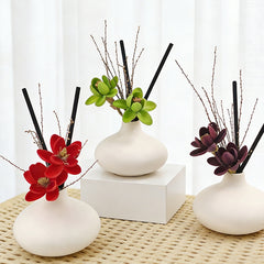 Ceramic Flower Vase Reed Diffuser, Decorative Home Fragrance with Scented Oil