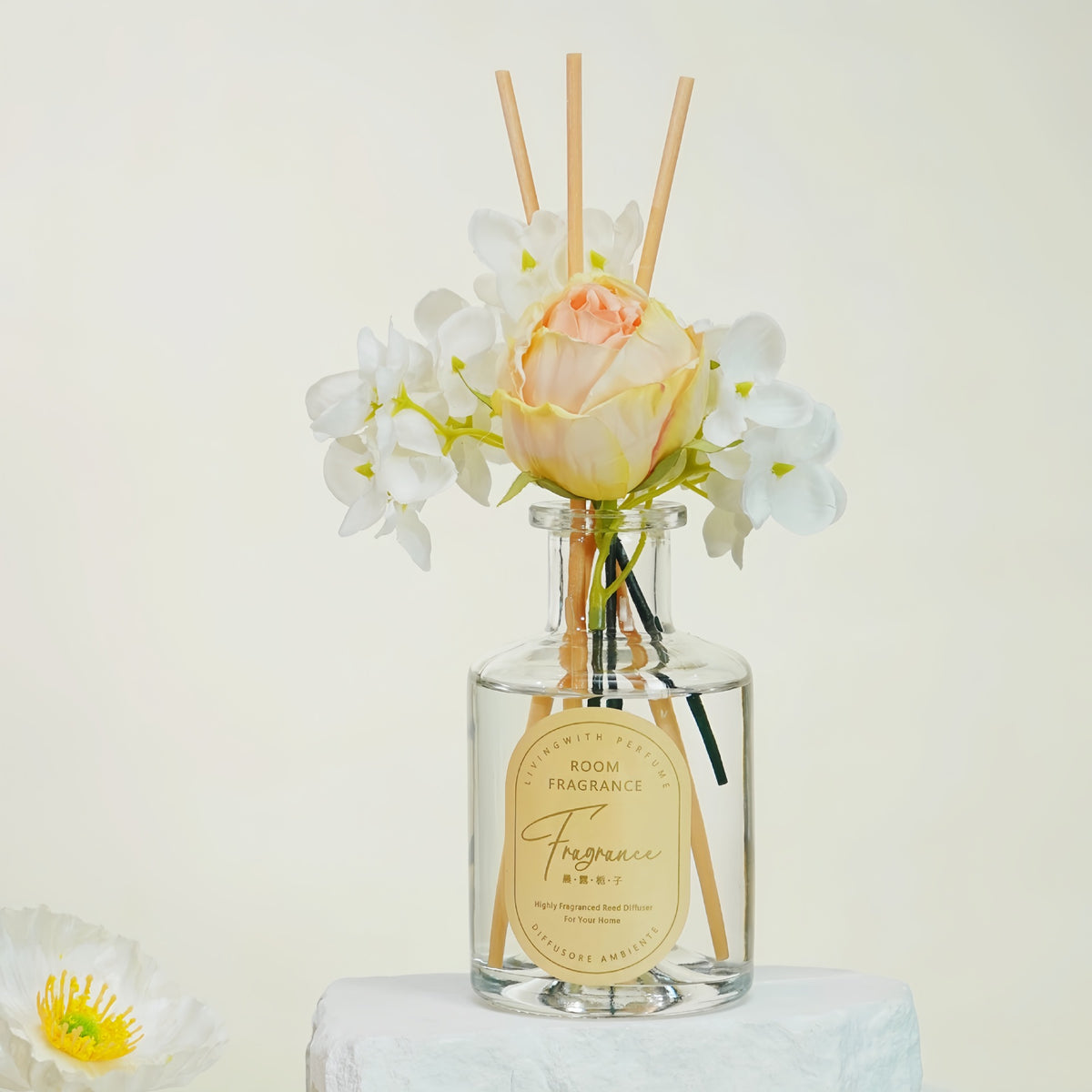 Cherry Blossom Reed Diffuser 250ml – Floral Home Fragrance with Decorative Flowers