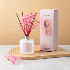 Sandalwood Rose Reed Diffuser, Scented Home Fragrance with Preserved Flowers