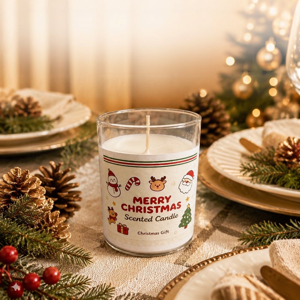 Christmas Scented Candle in Glass Jar – Festive Holiday Gift & Home Decor