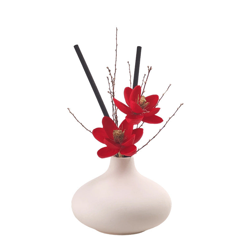 Ceramic Flower Vase Reed Diffuser, Decorative Home Fragrance with Scented Oil