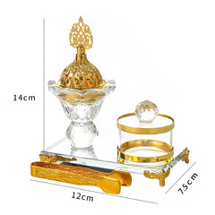 Crystal Glass Incense Burner with Gold Accents
