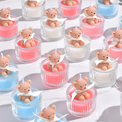 3-Pack Bear-Shaped Glass Scented Candles, Soy Wax Aromatherapy Candles for Home Decor & Gifts
