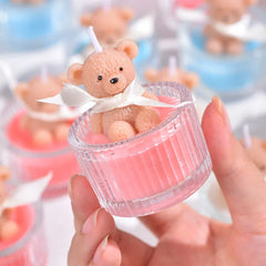 3-Pack Bear-Shaped Glass Scented Candles, Soy Wax Aromatherapy Candles for Home Decor & Gifts