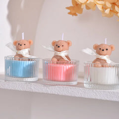 3-Pack Bear-Shaped Glass Scented Candles, Soy Wax Aromatherapy Candles for Home Decor & Gifts
