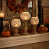 3-Pack Halloween Pumpkin Candle Holders, Farmhouse Tea Light Holders