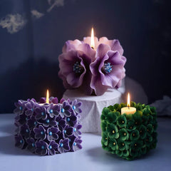 Square Hydrangea Candle Mold, Silicone Flower Mold for DIY Candle Making, Wax & Diffuser Crafts