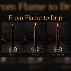 Bleeding Taper Candles, Black Red Drip Gothic Halloween Candles